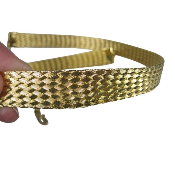 Gold Tone Textured Chain Belt Adjustable Chain Closure 25 inch Woven main image 4